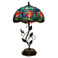 Lampe de bureau LED moderne W12H19 pouces, abat-jour en verre teinté en forme de feuille de tulipe, design simple, électrique E26 pour la lecture