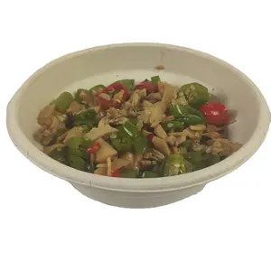 680ml compostable natural sugar cane Bagasse disposable salad 24 oz round Bowl