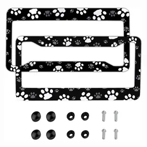 Black Paw License Plate Frame With Funny Printed Design 2 Holes For Men Women Dog Lover