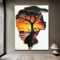 Peintures classiques de femmes africaines, art mural abstrait en forme de carte d'Afrique, impressions sur toile aquarelle, affiches pour la décoration intérieure