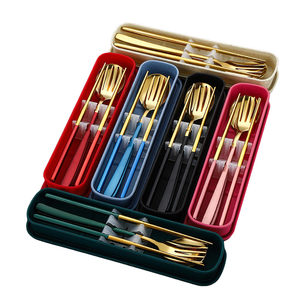 Roestvrijstalen Servies Eetstokjes Vork Lepelset 3 Stuks <span class=keywords><strong>Camping</strong></span> Bestek Reisset Met Delicate Plastic Koffer - Product Image 1