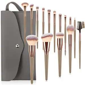 portable soft brown green bulk big makeup brushes black double sided gold eyeshadow custom logo makeup brush set