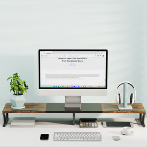 Soporte de monitor doble de madera grande con organizador de escritorio de almacenamiento para computadora portátil e impresora - Product Image 2