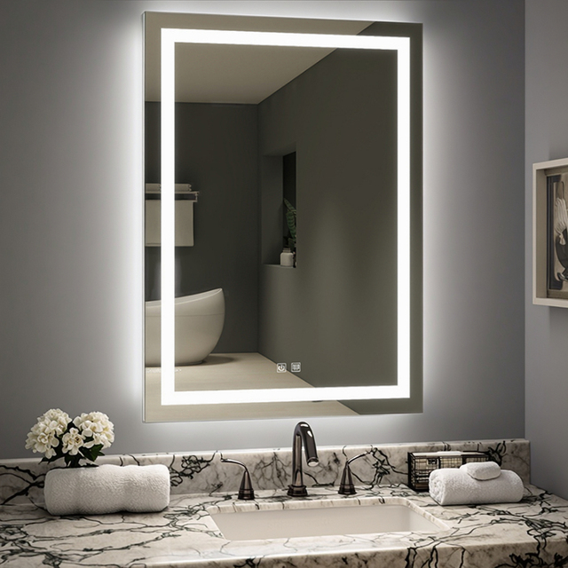 Rectangle Touch Switch Bluetooth Smart Mirrors Modern Ip44 Waterproof 5mm Glass Anti-Fog Led Bathroom Mirror With Light