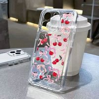 Coques de téléphone antichoc transparentes cerise pour iPhone 17 Air 16 Plus Pro Max 15 14 13 12 11 X XR – Housse arrière souple de protection