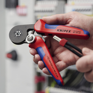 Herramienta de crimpado Knipex 97 53 14, crimpadora de alambre de acero de entrada lateral, mango de agarre suave de grado industrial - Product Image 1