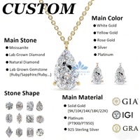 Pendentif en diamant de laboratoire taille ovale 1CT 1.5CT 2CT 2.5CT 3CT 3.5CT 4CT 5CT personnalisable avec collier en or, bijoux fins pour cadeau