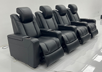 Canapé inclinable électrique 3 places de luxe moderne en cuir noir pour cinéma maison, idéal pour hôtels et écoles