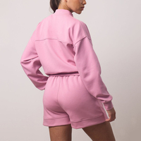 Blouson aviateur de gymnastique avec logo personnalisé pour femmes coupe ample fermeture éclair haut court actif coton poches coupe sèche respirant plaine veste de sport vierge
