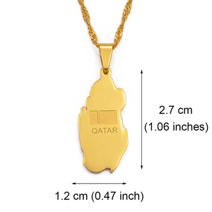 Fabricante esmalte <span class=keywords><strong>Qatar</strong></span> bandera colgante collar acero inoxidable 18K chapado en oro esmaltado <span class=keywords><strong>Qatar</strong></span> mapa cadena collar - Product Image 4