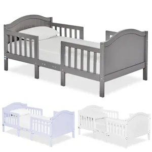 Home Bedroom Furniture Full Size Wooden Kids Baby Boys Girls Crib Daybed 3 in 1 Convertible Toddler Bed with Side Guardrails