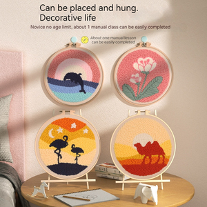 Kit de broderie animaux et fleurs avec fils à broder et cercles, kit de point de croix écologique et mignon pour travaux manuels DIY - Product Image 3