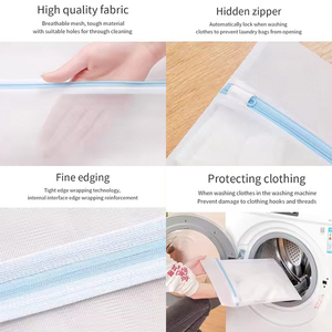 حقيبة غسيل شبكية كبيرة السعة قابلة لإعادة الاستخدام مع سحاب ملون وشعار مخصص - Product Image 5