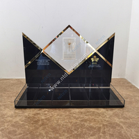 Présentoir de table de cosmétiques de tabac de luxe, étagère de vitrine de parfum, présentoir en or miroir, plateau présentoir de parfum de maquillage