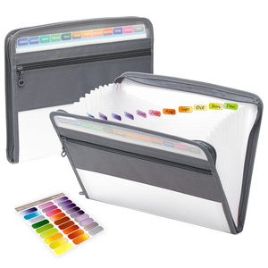 Tùy chỉnh 13-Pocket <span class=keywords><strong>PP</strong></span> tài liệu mở rộng thư mục ZIP tập tin tổ chức dính nhãn trường văn phòng Nguồn cung cấp - Product Image 3