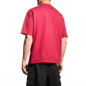 T-shirt décontracté d'été pour homme, couleur unie, manches courtes, ample, respirant, en coton personnalisé, épaules tombantes, coupe oversize - Product Image 3