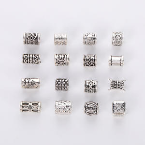 Handgemachtes Perlen armband mit großem Loch Altes Silber muster Metall handwerks schmuck DIY Zubehör aus tibetischer Silber legierung - Product Image 1