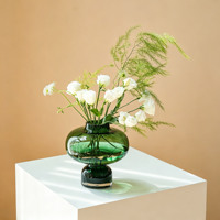 Vase en verre vert de style nordique créatif, récipient pour plantes hydroponiques, ornement décoratif pour salon et table à manger
