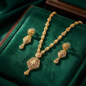 Venta al por mayor de collares de oro de 14K 18K 24K, conjunto de joyería turca moderna, joyería de moda, conjunto de joyería de lujo de oro de latón. - Product Image 1