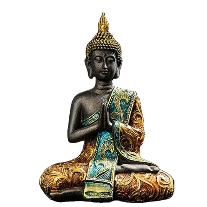 Resina feita à mão estátua de buda thai meditação decoração e exibição dúvida presente espiritual e religião