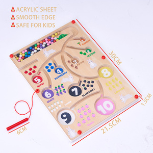 Numéro en bois <span class=keywords><strong>labyrinthe</strong></span> perle Puzzle conseil stylo couleur numéro légumes fruits Classification début éducatif mathématiques jouets - Product Image 2