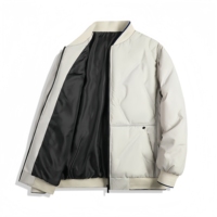 Blouson bomber kaki matelassé chevron pour homme, col côtelé, fermeture éclair, veste d'hiver chaude avec poche plaquée