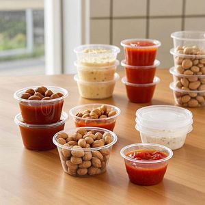 Wholesale 1/2/3.25/4 /5.5 Oz Condiment Dip Container Split Disposable Plastic <b>Sauce</b> Cup Portion Cup With Lids - Product Image 4