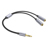 Câble Répartiteur Audio Jack Stéréo TRS 3,5 mm - 1 Entrée Mâle 2 Sorties, Gaine PVC, Conducteurs Plaqués Or pour Microphone et Ordinateur