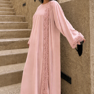 Abaya Muçulmana Loriya Dubai para Mulheres, Conjunto Fantástico de Renda em 3 Peças, Vestuário Islâmico Feminino, <span class=keywords><strong>Cardigan</strong></span> com Vestido Interno para Uso no Eid - Product Image 4