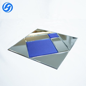 Carreaux <span class=keywords><strong>de</strong></span> mosaïque en verre bleu et miroir géométriques modernes, épaisseur 4 mm, résistants à l'<span class=keywords><strong>eau</strong></span>, finition brillante luxueuse Art <span class=keywords><strong>D</strong></span>éco, panneau mural - Product Image 3