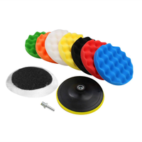 Kit de polissage automobile 10 pièces 34567 pouces avec éponges, tampons en laine, tampons en mousse gaufrée et tampons en laine ondulée pour le lustrage et le cirage automobile