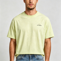 Kaos Pria Bahan Katun Slub Sablon Sutra Kuning, Kerah O-neck, Lengan Pendek, Ringan, Kasual, dan Bernapas