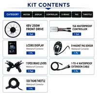 Kit de conversion de vélo électrique avec moteur de moyeu de roue avant 48V 250W, étanche, pour VTT 20 24 26 27.5 28 29 pouces 700C LCD8S
