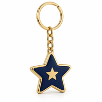 Porte-clés personnalisé en alliage de zinc avec breloque émail étoile bleue, logo sur mesure, vente en gros directe usine, cadeau, fabricant OEM ODM