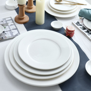 Assiettes en céramique blanches en gros |   <span class=keywords><strong>Assiette</strong></span> <span class=keywords><strong>plate</strong></span> extra large compatible micro-ondes pour steak et plats occidentaux |   Vaisselle au design moderne - Product Image 1