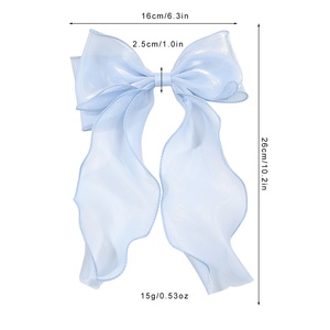 Korean Super Fairy Mermaid Princess Blue Top <b>Clip</b> Sweet <b>Bow</b> Ribbon Hair Accessory for Girls for Parties - Product Image 4