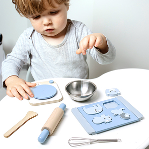 7 pièces semblant jouer à la nourriture <span class=keywords><strong>en</strong></span> bois cuire des biscuits ensemble de cuisson accessoires de <span class=keywords><strong>cuisine</strong></span> compatibles <span class=keywords><strong>en</strong></span> bois véritable pour les enfants d'âge préscolaire 2 ans et plus - Product Image 2