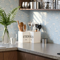 Porte-ustensiles de cuisine extra large avec 3 compartiments, support d'ustensiles d'angle pour comptoir, organisateur d'ustensiles en bois
