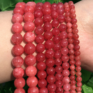 Moda 6/8/10/12MM perline di pietra allentata di giada rossa rodocrosite tinta rotonda per braccialetto collana fai da te - Product Image 3