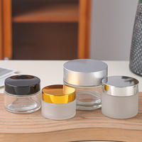 Pots cosmétiques de luxe en verre dépoli 15g 30g 100ml pour crème contour des yeux, emballage de soins de la peau, récipient en verre vide rechargeable