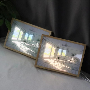 Artisanat avec musique Déco Lumineux LED Art Peinture Photo Cadre Trois Couleurs Peinture décorative en bois cadre photo <span class=keywords><strong>veilleuse</strong></span> - Product Image 5