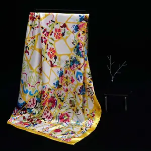 OEM Production Elegant Classic French Style Hand Rolled Hem 14mm Pure Mulberry Silk Twill Premium Bulk <strong>Ladies</strong> <strong>Neck</strong> <strong>Scarf</strong> - Product Image 1