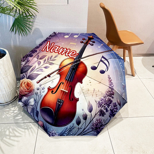 1 Pieza, Sin Pedido Mínimo, Paraguas Plegable con Diseño de Violín Clásico Personalizado, Regalo para Amantes de la Música, Impresión UV, Paraguas Personalizado - Product Image 2