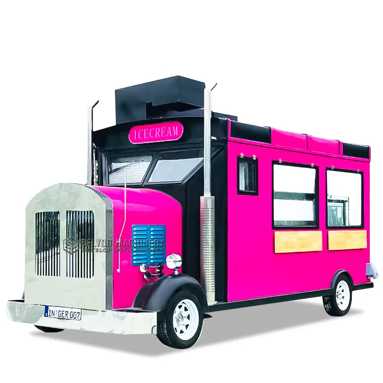 New Design Cartoon Street Service Provides Fast Food Ice Cream Cart Hot Dog Stall Remorque Food Truck