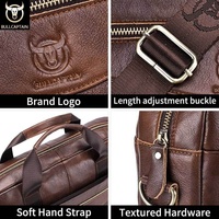 Maletín de Cuero para Hombre Marca BULLCAPTIAN, Bolso Bandolera Multifuncional, Portaordenador de 15 Pulgadas, Bolso de Mano de Gran Capacidad para Negocios