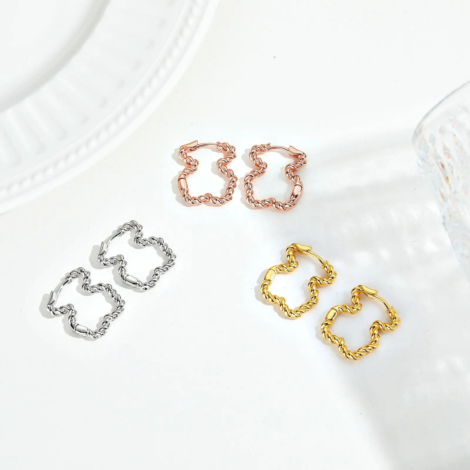 Cute Bear Wholesale Cheap Stainless Steel Big Gold 30mm Hoop Earrings Jewelry