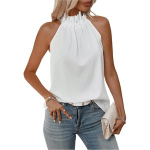 Women's Halter Top Sleeveless Chiffon <b>Blouse</b> Casual Work Summer Top Breathable - Product Image 1
