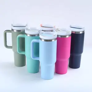 40OZ Double wall Stainless steel automobile cup outdoor portable vacuum cup ice bar handle Thermos Cup