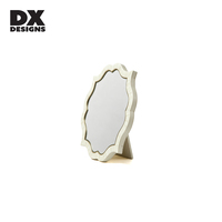 Miroir mural ondulé en bois brun vintage DX DESIGNS, miroir décoratif irrégulier encadré pour chambre à coucher, entrée, commode, décoration intérieure