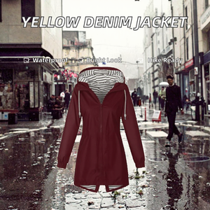 Latest Ripped <b>Yellow</b> Camping Hiking Waterproof Thin Polyester Zipper Denim <b>Jacket</b> Colorful Casual for <b>Ladies</b> 2024 - Product Image 2